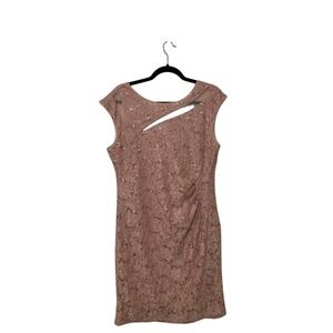 Scarlett Women's Pink Lace Sequin Party Cocktail Dress Size 14 Cut Out